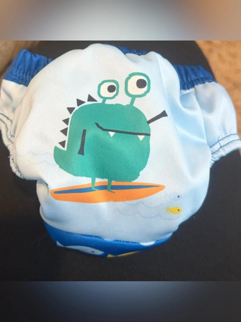 Blue Swim Diaper Cover with Colorful Fish Print